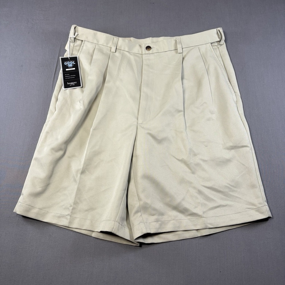 Haggar Cool 18 Performance Pleated Shorts Moisture Wicking Sz 36W